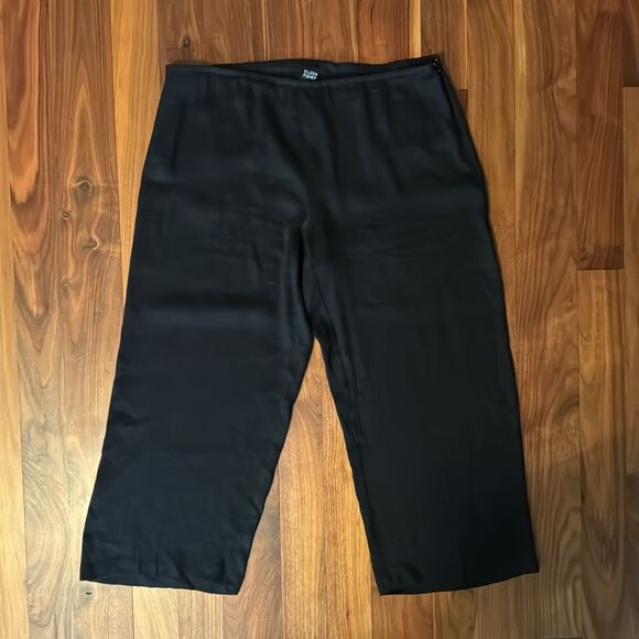 Eileen Fisher Wide Leg Black Linen Pants sz Large